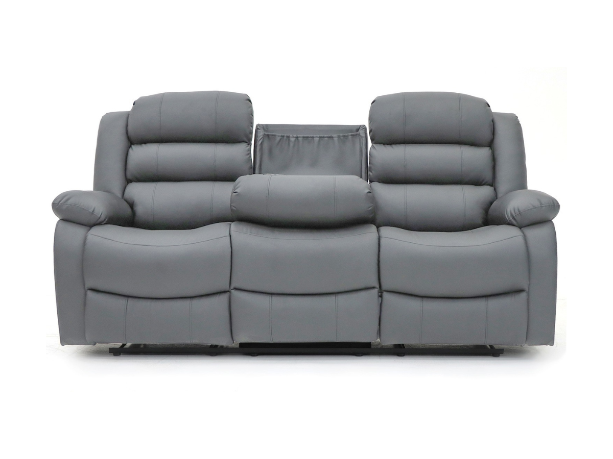 Roma Recliner 3 Seater Sofa Grey Faux Leather