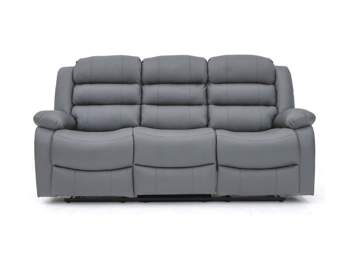 Sorrentino 3 Seater Recliner Sofa Grey Aire Leather