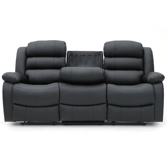 Roma Recliner 3 Seater Sofa Black Aire Leather