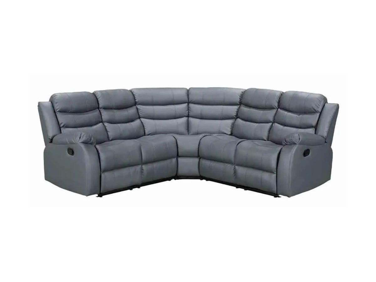 Roma Recliner Corner Sofa Grey Faux Leather