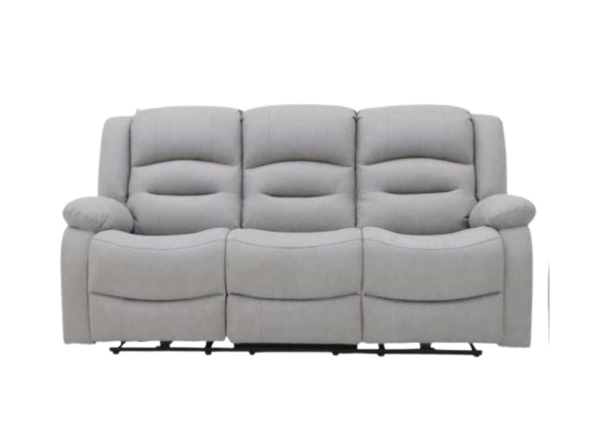 Saxon 3+2+1 Electric Recliner Sofa Set Light Grey Suede