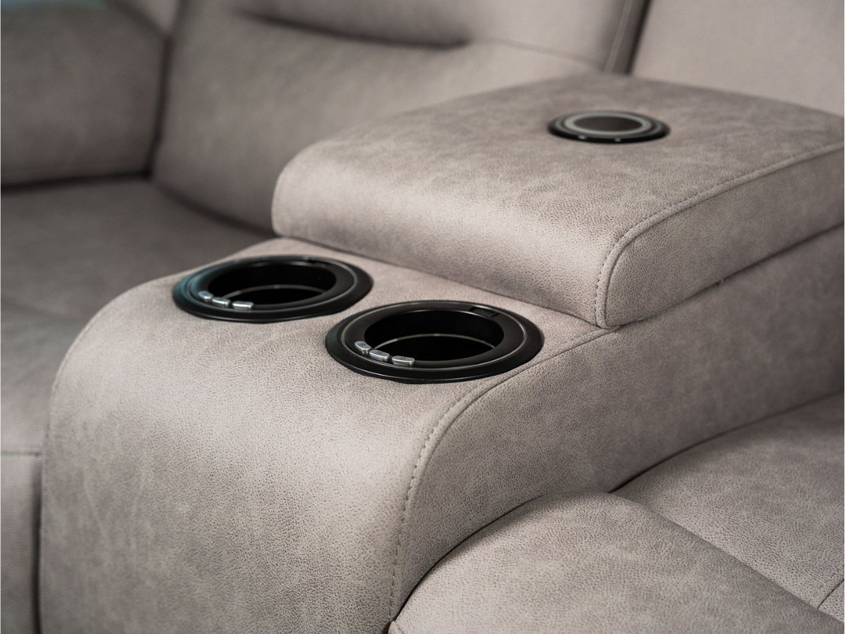 Saxon 3+2+1 Electric Recliner Sofa Set Light Grey Suede