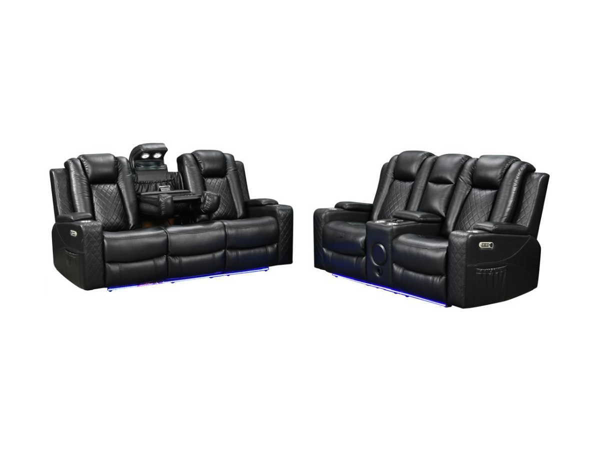 Sianna 2 Seater Electric Recliner Sofa Black Aire Leather