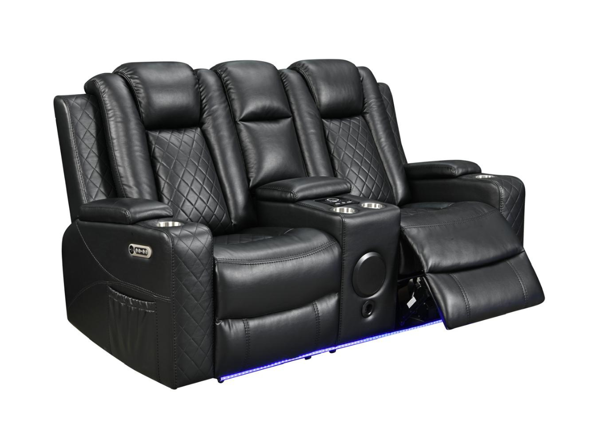 Sianna Electric Recliner 3+2 Sofa Set Black Aire Leather