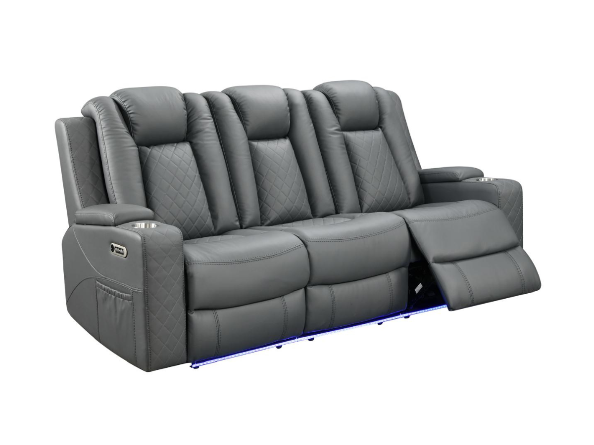 Sianna Electric Recliner 3 Seater Sofa Grey Aire Leather
