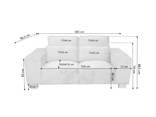 Sloane Black 2 Seater Sofa Velvet