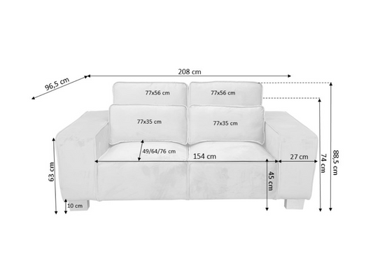 Sloane Luxury Large 3 Seater Sofa Black
