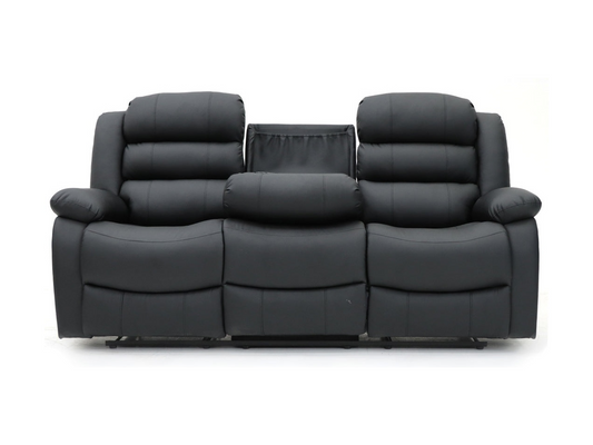 Sorrentino 3+2 Recliner Sofa Set Black Aire Leather