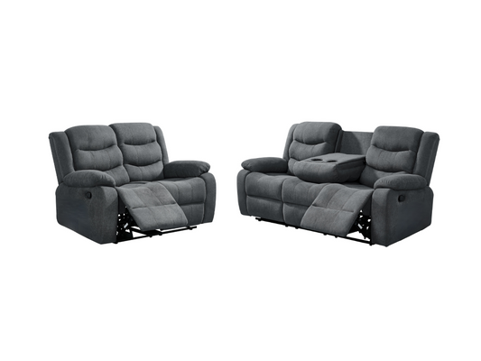 Classic Recliner Sofa Set 3+2 Manual Grey Fabric