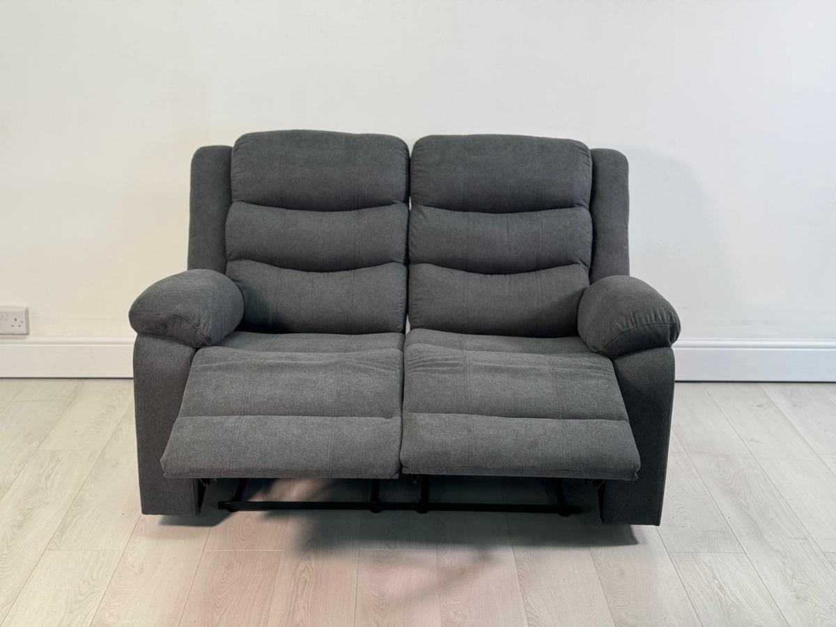 Classic 2 Seater Recliner Sofa Manual Fabric Grey