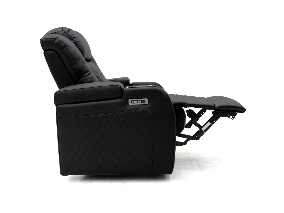 Tech 8 Smart Electric Recliner Armchair Black Aire Leather