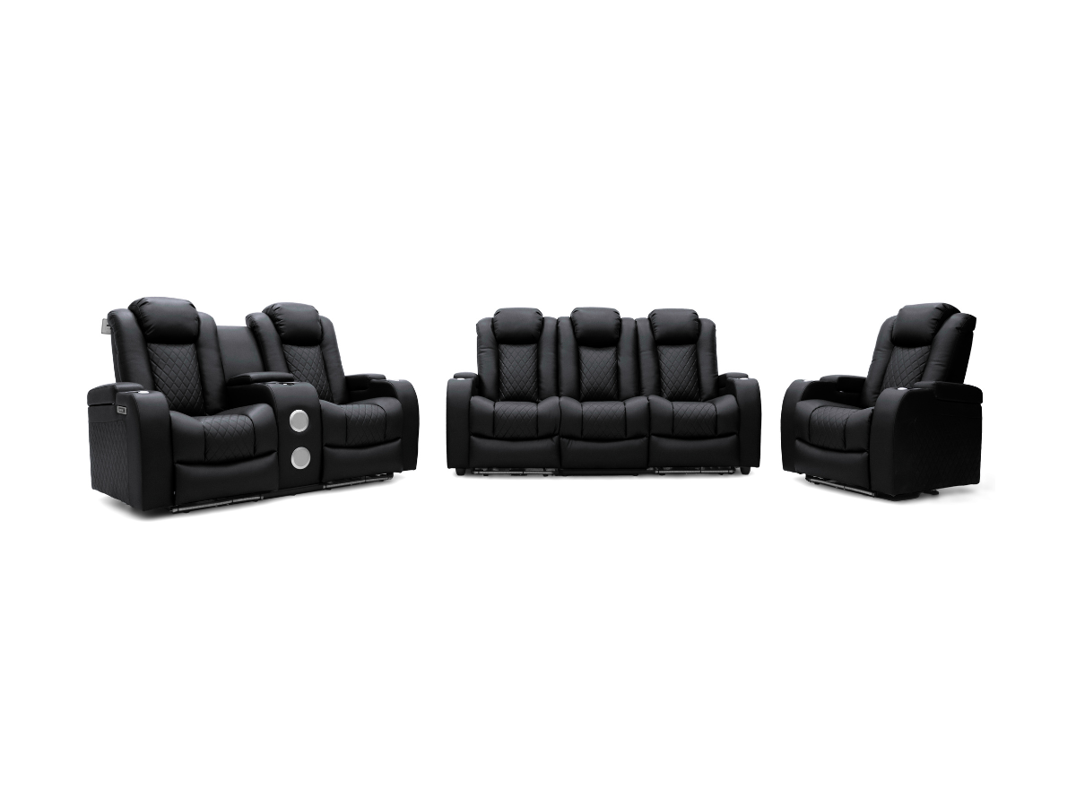 Tech 8 Smart Electric Recliner Armchair Black Aire Leather