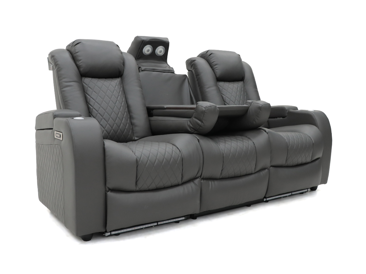 Tech 8 Smart 3+2+1 Electric Recliner Sofa Set Grey Aire Leather
