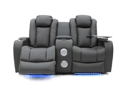 Tech 8 Smart Grey 2 Seater Electric Recliner Sofa Aire Leather