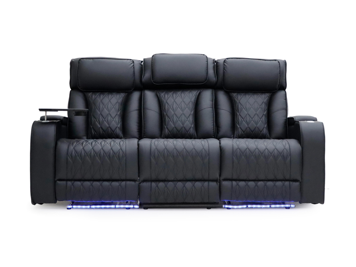 Tech 11 Smart 3+2 Electric Recliner Sofa Set Black Aire Leather