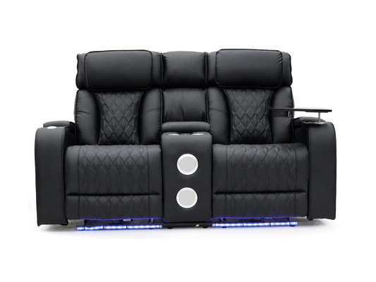 Tech 11 Smart 2 Seater Electric Recliner Sofa Black Aire Leather