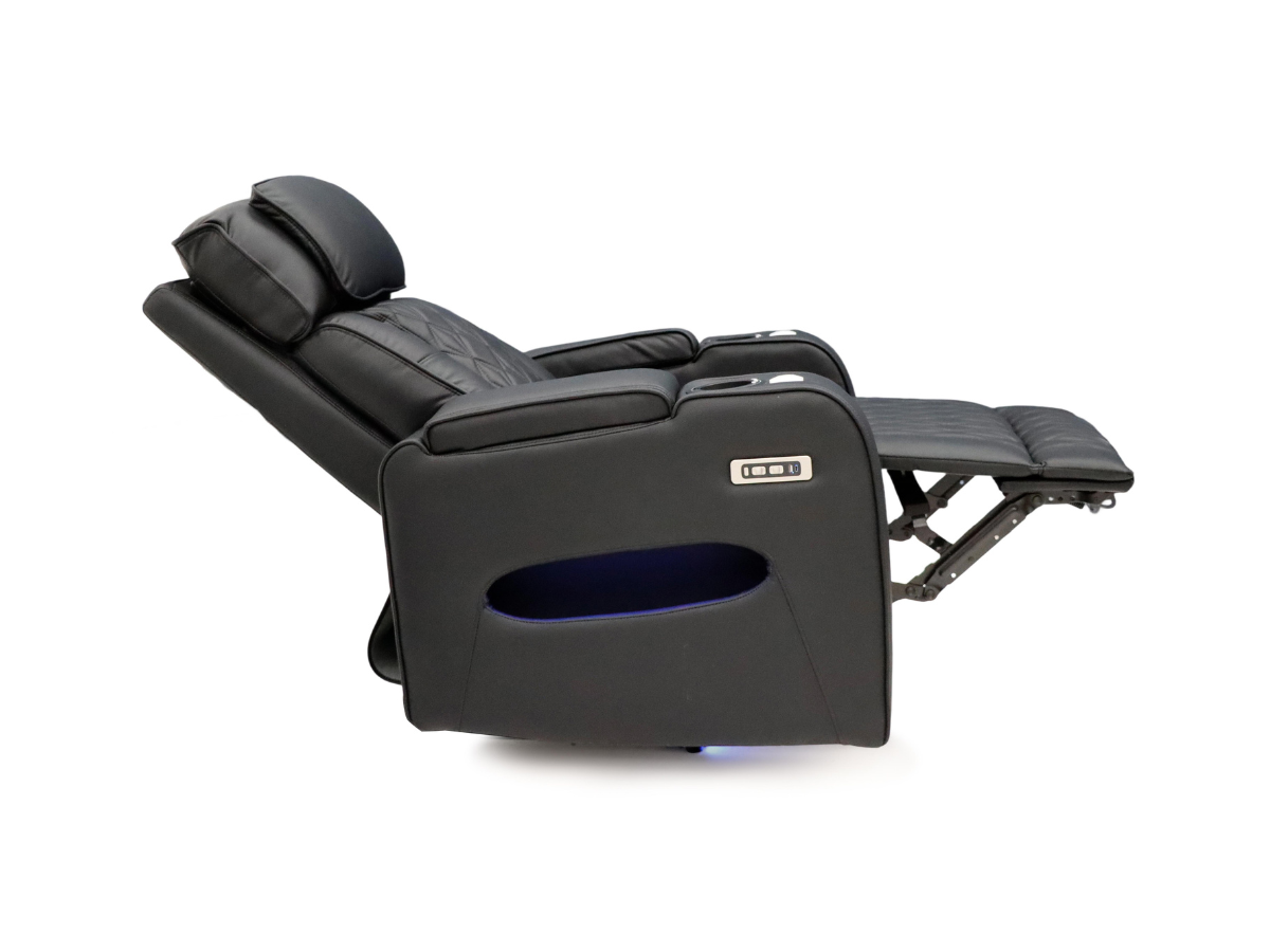 Tech 11 Smart Electric Recliner Armchair Black Aire Leather