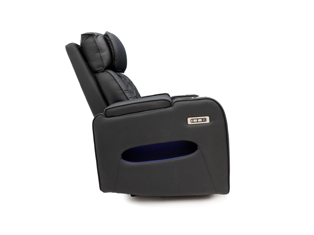 Tech 11 Smart Electric Recliner Armchair Black Aire Leather