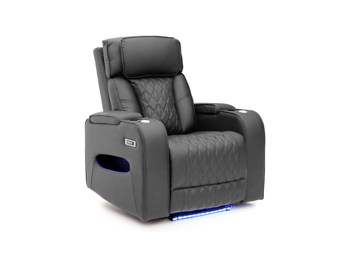 Tech 11 Smart Grey Electric Recliner Chair Aire Leather