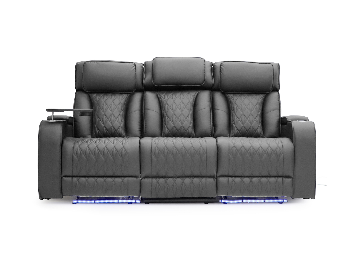 Tech 11 Smart Grey 3 Seater Electric Recliner Sofa Aire Leather