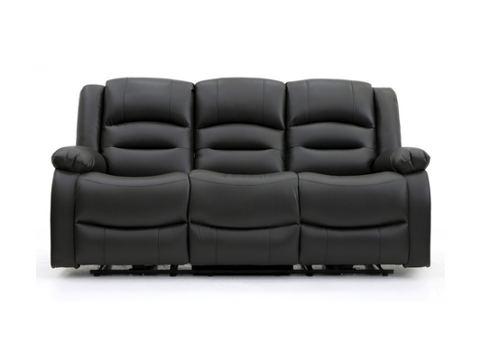 Vinson 3 Seater Electric Recliner Sofa  Black Aire Leather