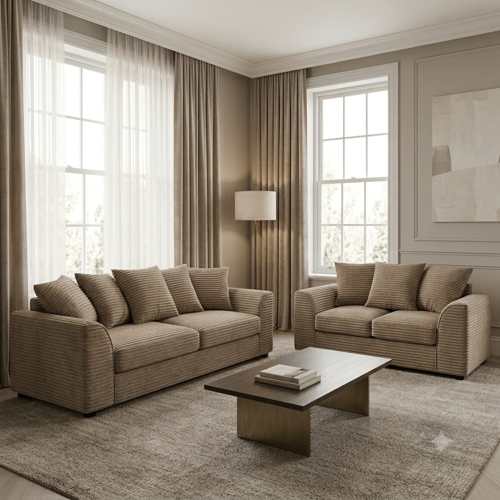 Dylan Jumbo Cord L Shape, Corner & 3+2 – Ultimate Comfort & Contemporary Style Sofa