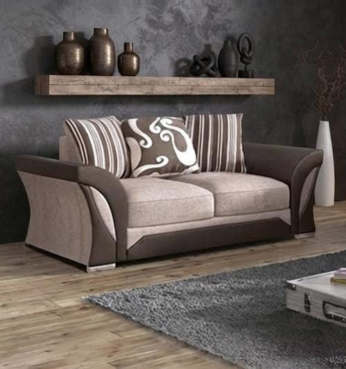 Shannon Corner & 3+2 – Black & Grey And Beige & Brown Contemporary Elegance Sofa
