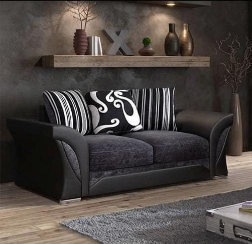 Shannon Corner & 3+2 – Black & Grey And Beige & Brown Contemporary Elegance Sofa