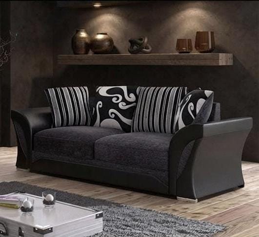 Shannon Corner & 3+2 – Black & Grey And Beige & Brown Contemporary Elegance Sofa