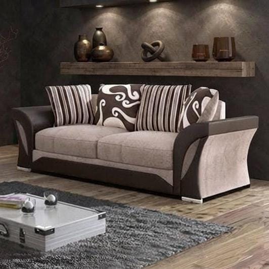 Shannon Corner & 3+2 – Black & Grey And Beige & Brown Contemporary Elegance Sofa