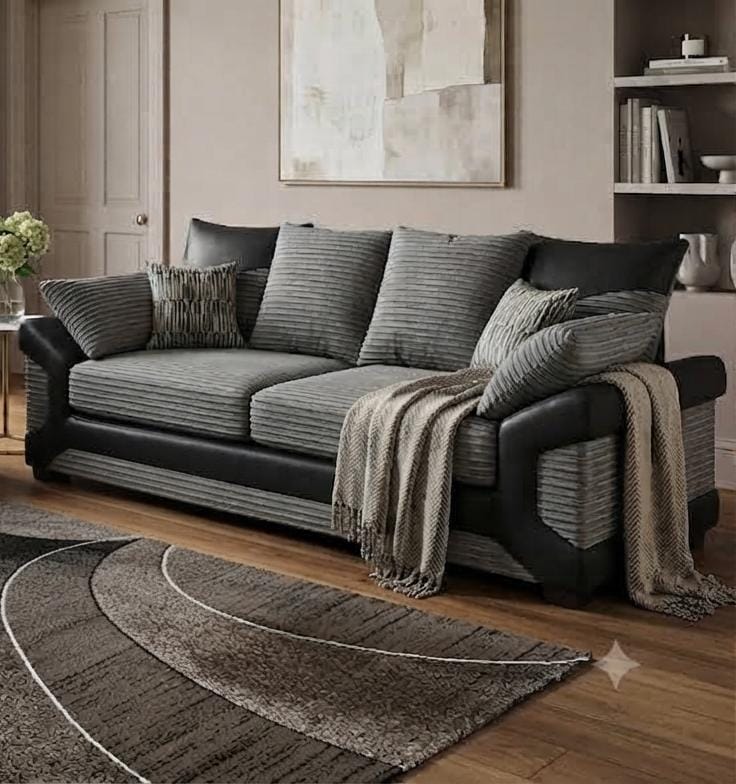 Dino Sofa Corner & 3+2 – Leather & Cord Luxury & Classic Elegance Sofa