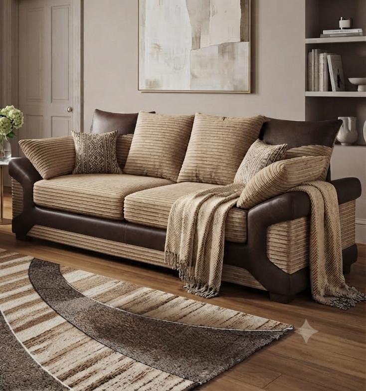 Dino Sofa Corner & 3+2 – Leather & Cord Luxury & Classic Elegance Sofa