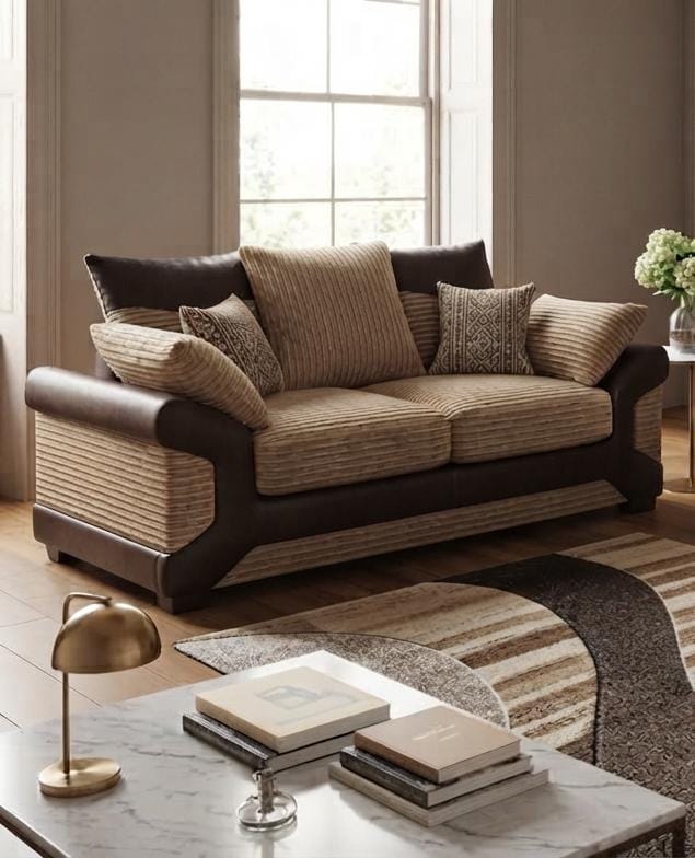 Dino Sofa Corner & 3+2 – Leather & Cord Luxury & Classic Elegance Sofa