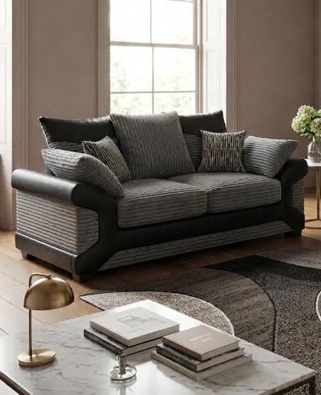 Dino Sofa Corner & 3+2 – Leather & Cord Luxury & Classic Elegance Sofa
