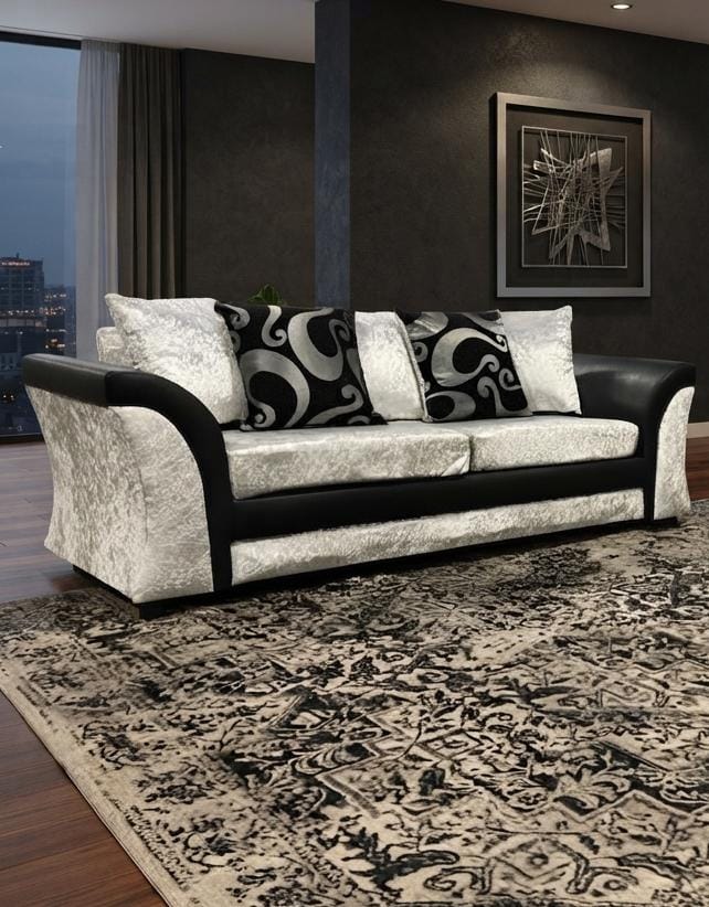 Shannon Corner & 3+2 – Black & Silver Luxury Elegance Sofa