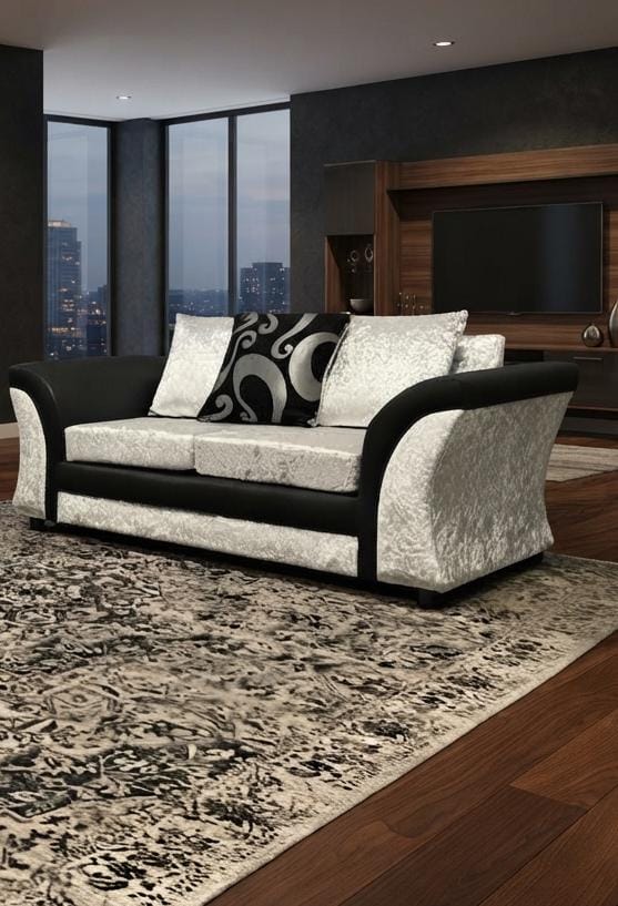 Shannon Corner & 3+2 – Black & Silver Luxury Elegance Sofa