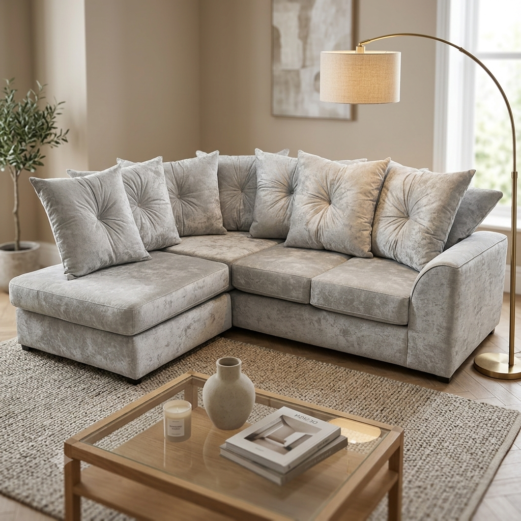 Dylan Crushed Velvet L Shape, Corner & 3+2– Luxury & Sophisticated Comfort Sofa