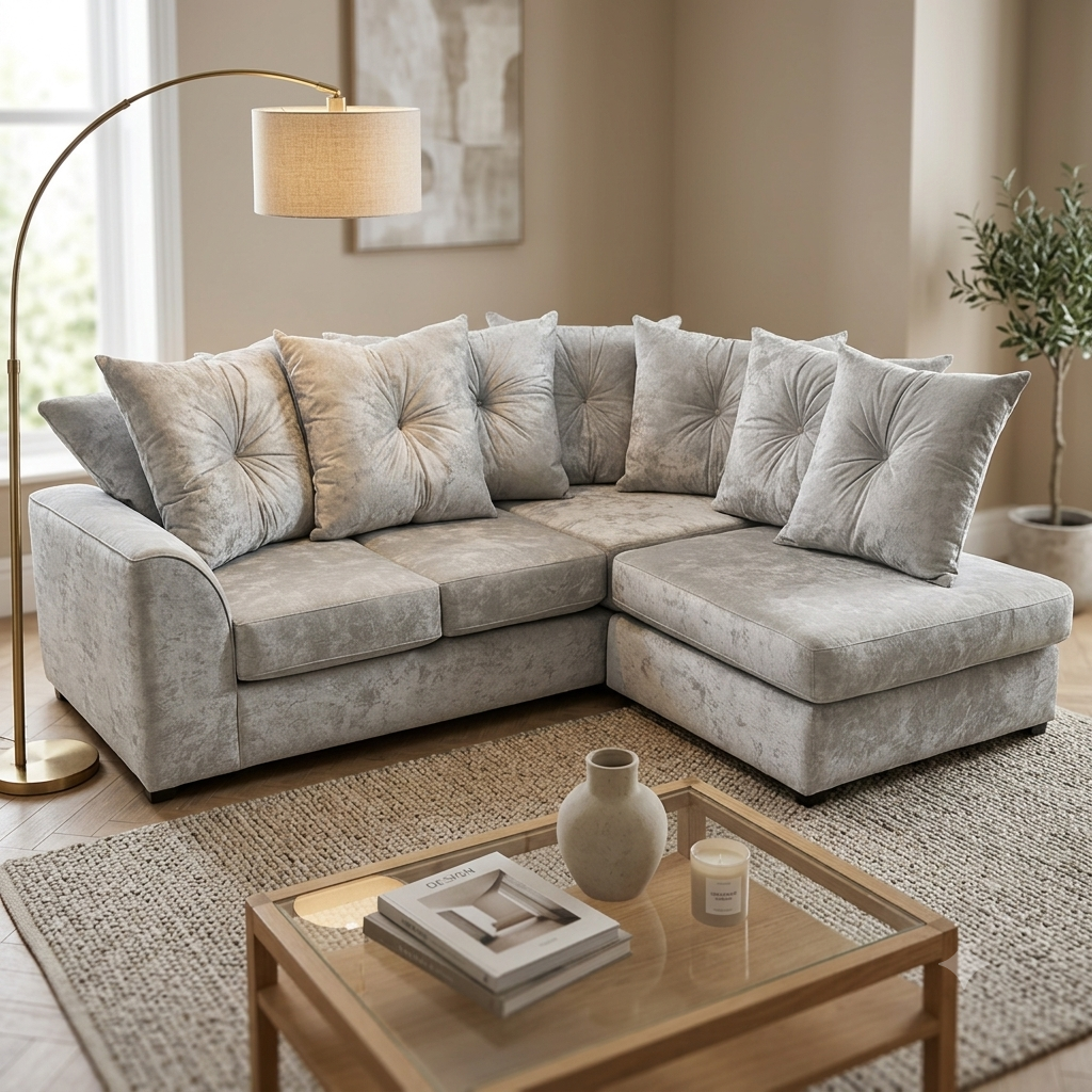 Dylan Crushed Velvet L Shape, Corner & 3+2– Luxury & Sophisticated Comfort Sofa