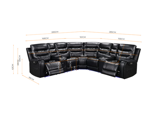 Forbes Electric Recliner Corner Sofa Aire Leather