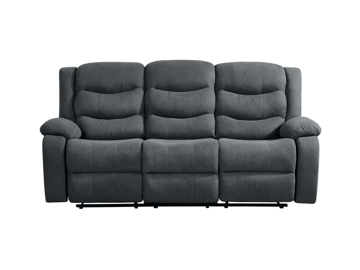 Sorrentino 3 Seater Recliner Sofa Grey Chenille Fabric