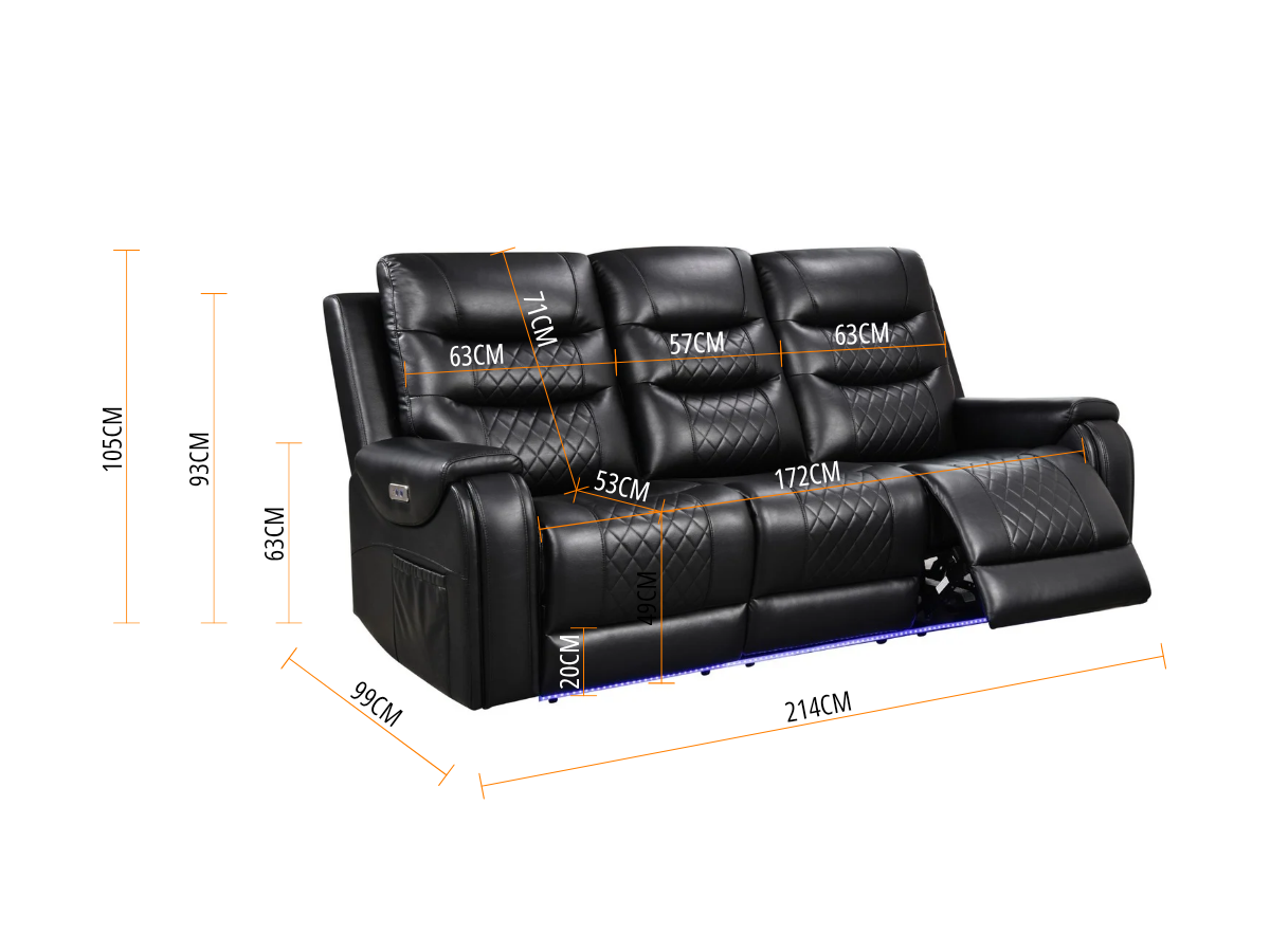 Forbes 3+2+1 Electric Recliner Sofa Set Aire Leather
