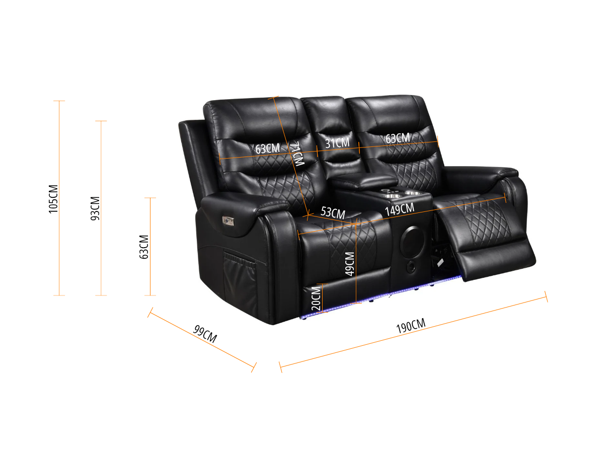 Forbes 3+2+1 Electric Recliner Sofa Set Aire Leather