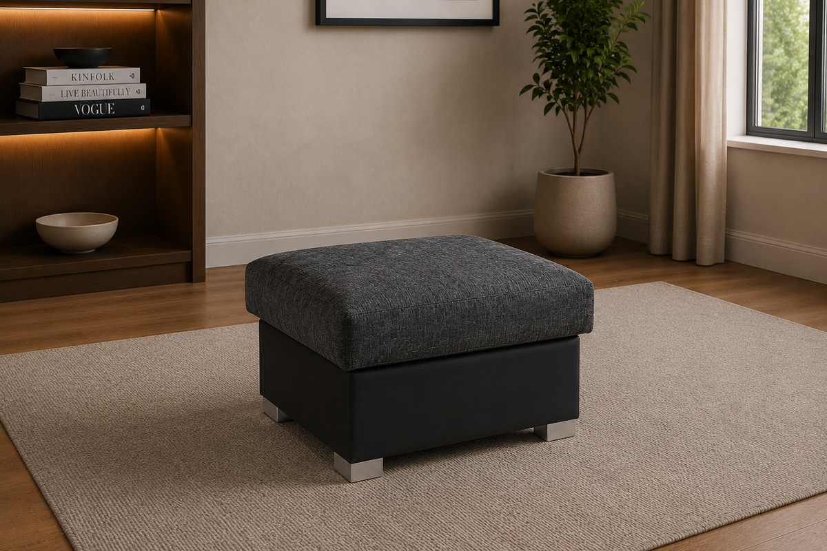 Shannon Corner & 3+2 – Black & Grey And Beige & Brown Contemporary Elegance Sofa